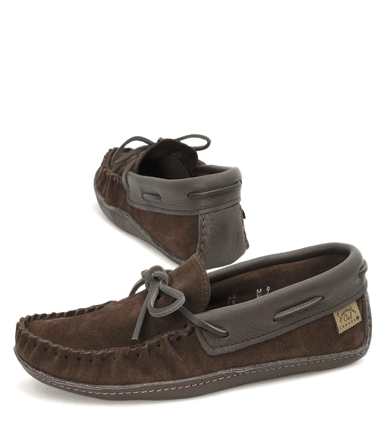 Mocassins Lacé Simple, Semelle Double Ski Fait de Cuir Durable